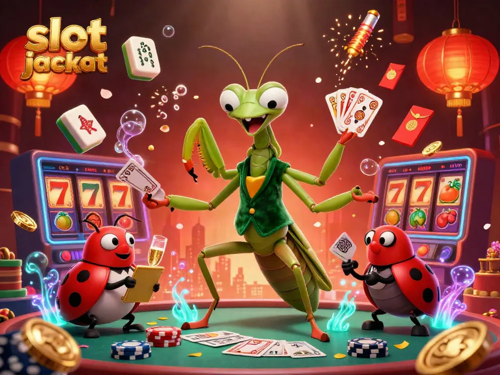 Experience the thrill of slot jackpots with a vibrant casino scene featuring 3D characters and dynamic gaming elements.