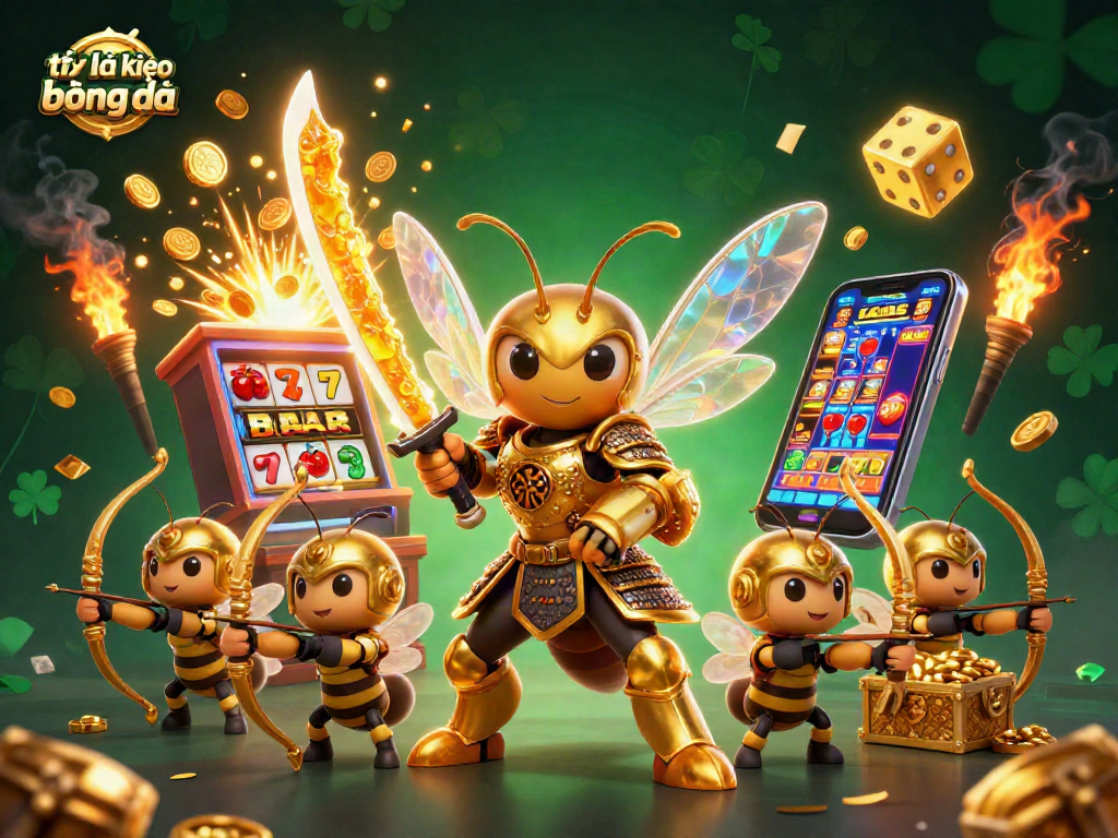 Bet on tỷ lệ kèo bóng đá with a vibrant 3D illustration featuring lively characters and dynamic casino elements.