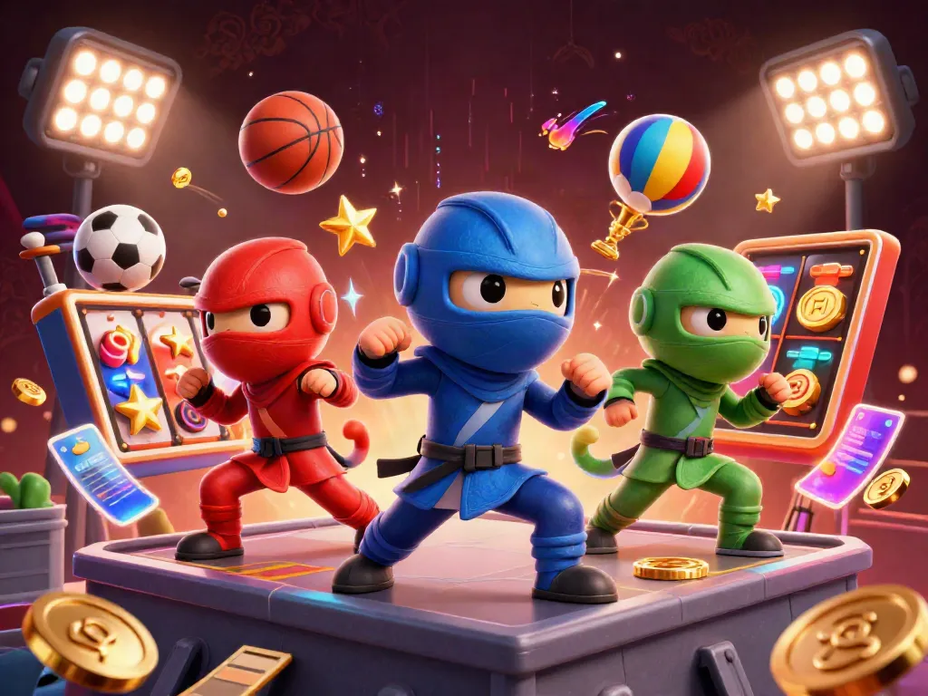 Engage with the dynamic action of link slot games with vibrant chameleon ninjas and golden jackpots.