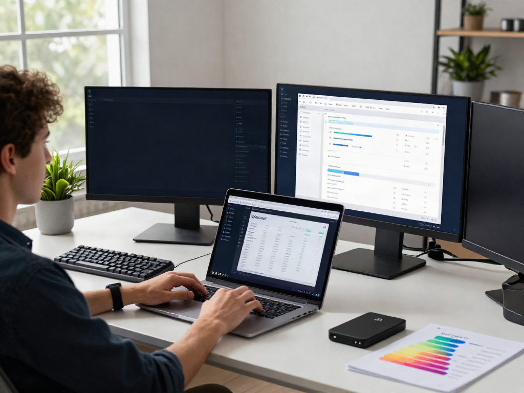Optimizing PC performance with rokok88's Wisecare software in a modern workspace.